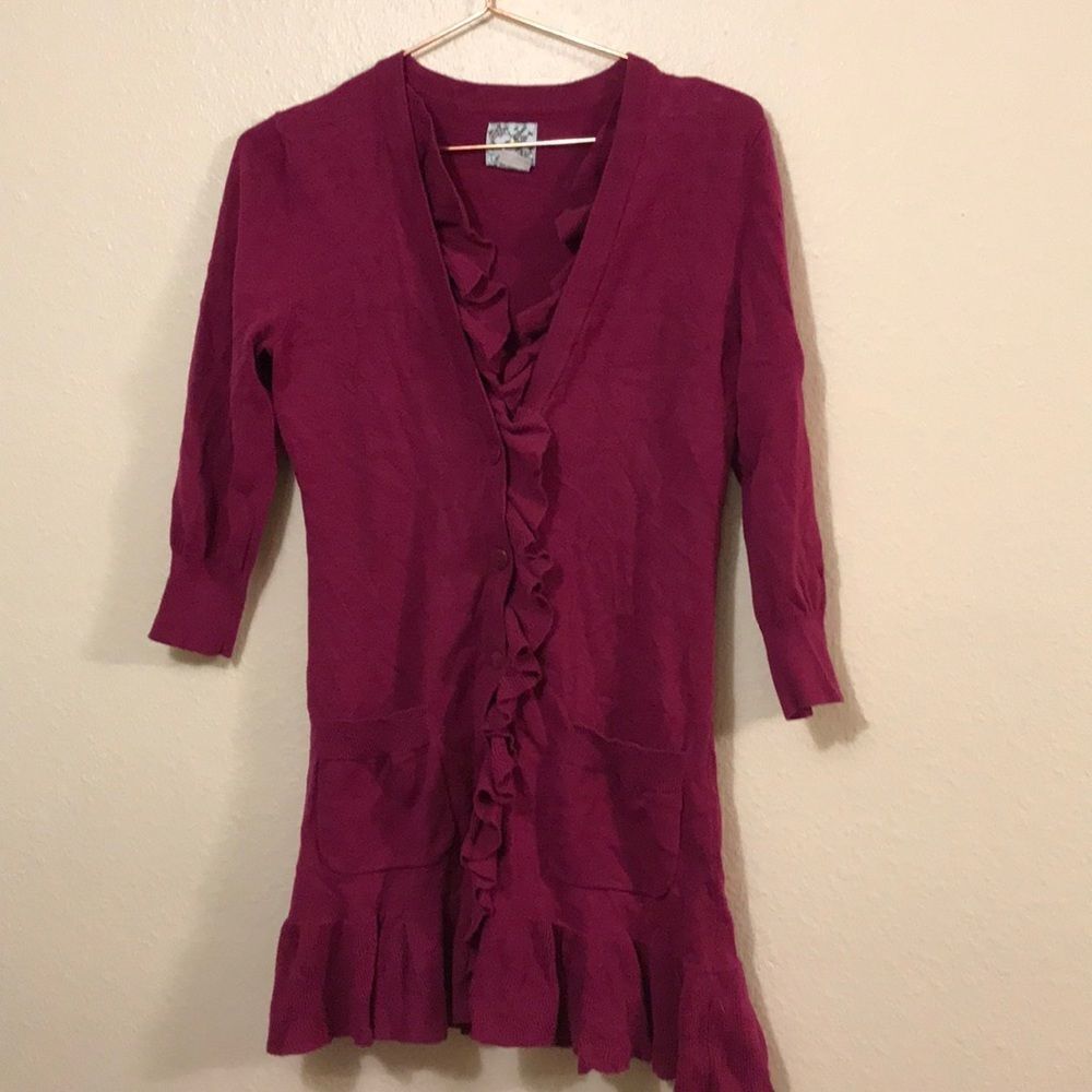 Tabitha short sleeve ruffle cardigan